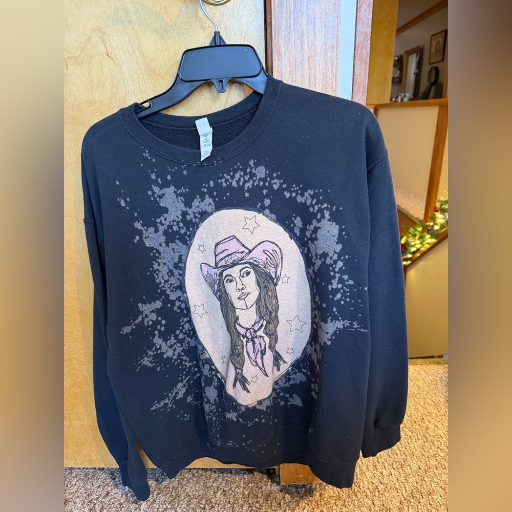 Western Graphic Cowgirl Crewneck Fleece Sweatshirt